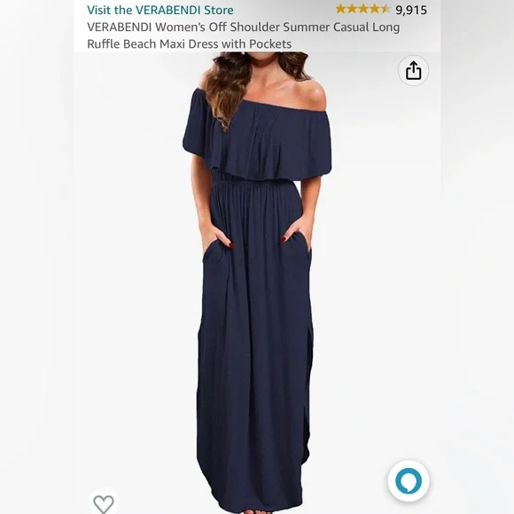 Amazon | Dresses | Womens Off Shoulder Summer Casual Long Ruffle Beach Maxi  Dress With Pockets | Poshmark